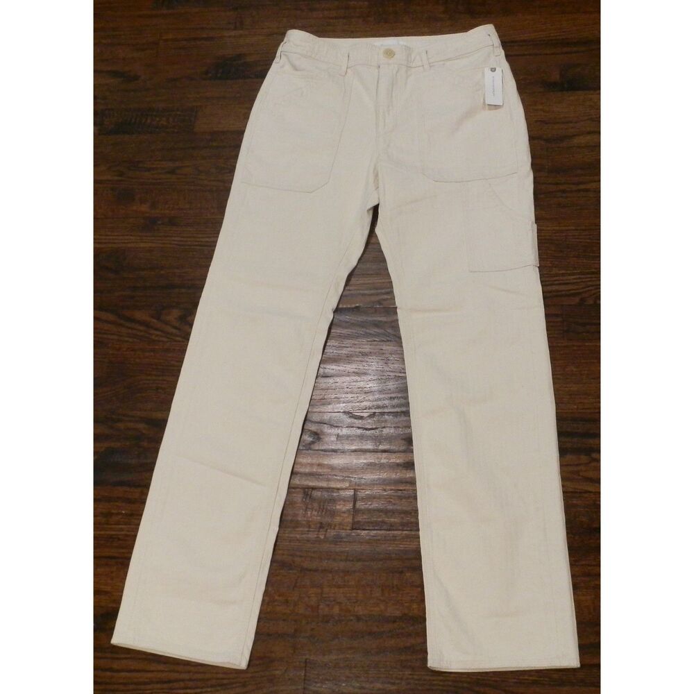 NWT Anthropologie Sand/Sable Pockets Straight Leg Stretch Pants Womens Size 27